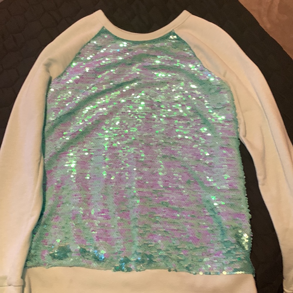 Cat & Jack Blue Sequin Sweatshirt - Picture 2 of 3